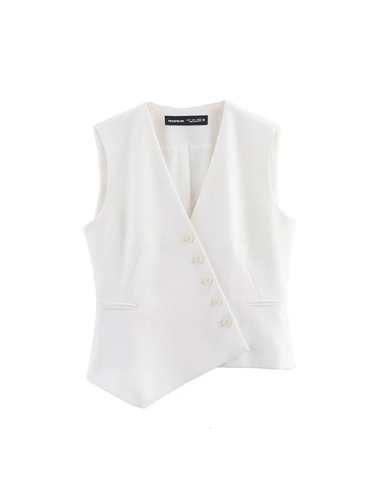 Womens summer 2piece set casual solid asymmetrical vest and mens elegant street double clothing 250403