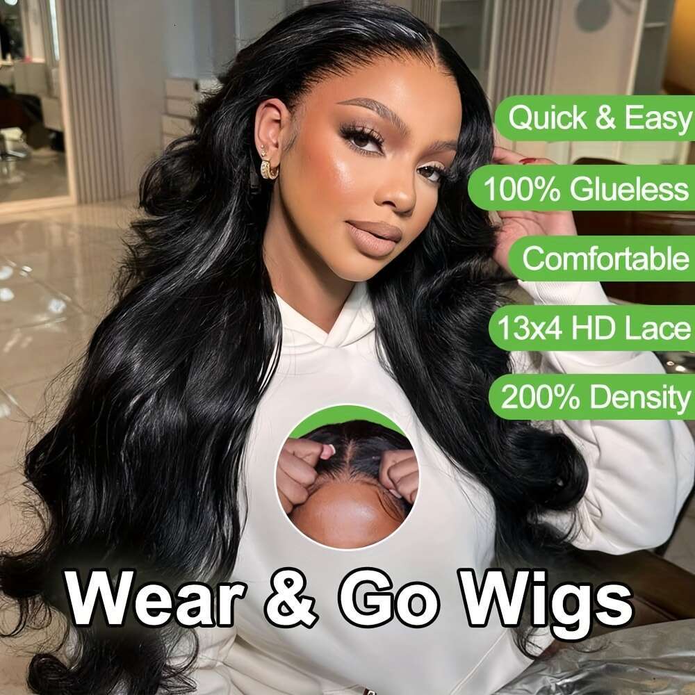 TIMOPOL 100% Untreated Wave Human Hair Natural Black Glue Free Wig 200% Density Hand Woven Gift To A Friend