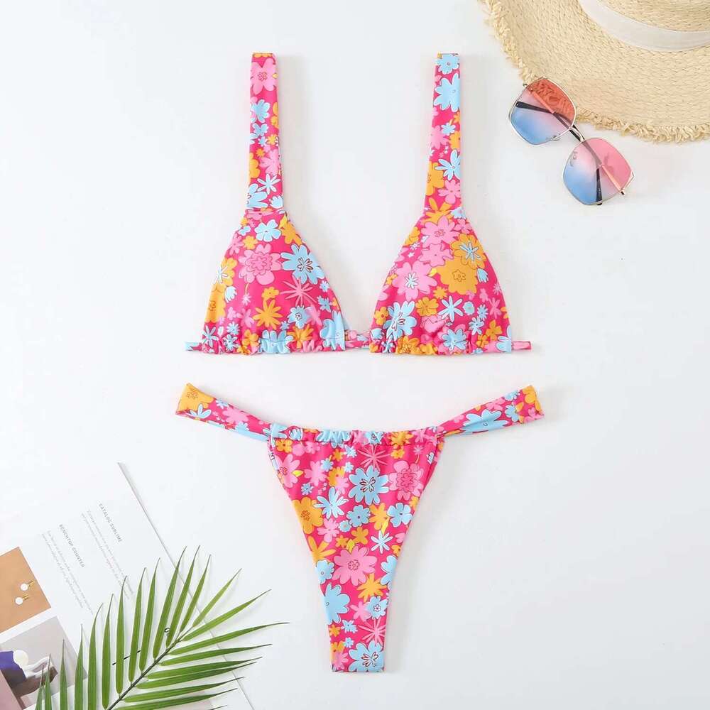 Lovely wer Print Bikini Set Women 2024 Low Waist 2-piece Swimsuit Sexy Thong Swimwear Summer Beach Vacation Bathing Suit New