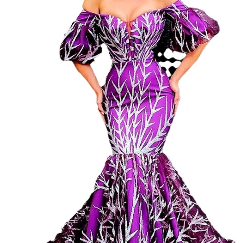 2025 New Womens Dress with Strapless Gold Sprinkled Thorns Long Skirt and Spliced Fish Tail Dress