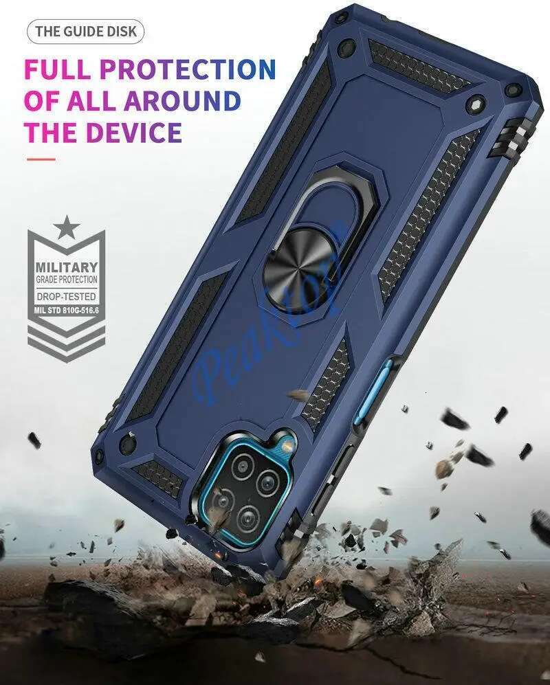 Shockproormor Metal Ring Cover for Samsung Galaxy A12 M12 F12 Nacho Magnetic Car Holder Phone Case For A 12 Coque Matte Funda