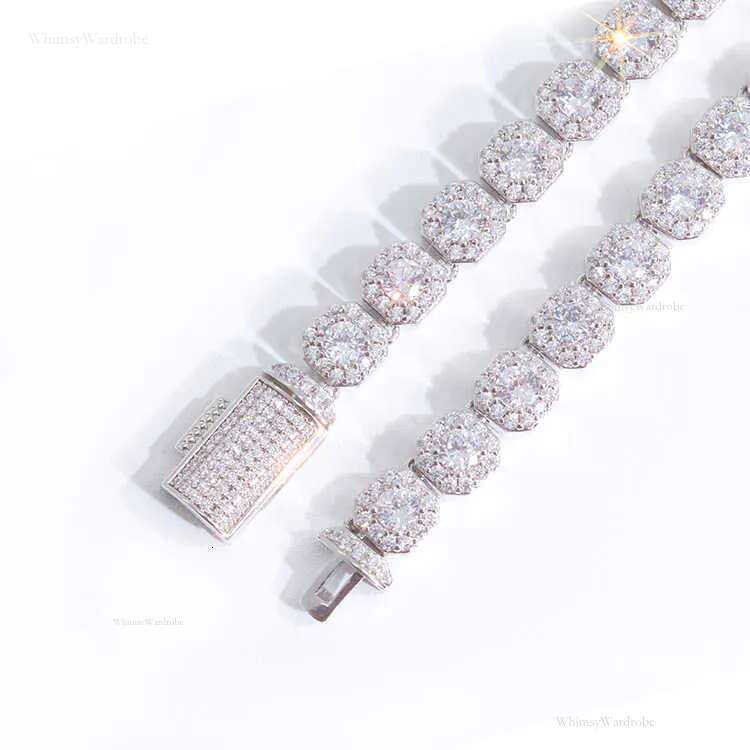 Ice Out Vvs Cuba k S Sier 8mm 12mm large tennis chain Solid back Hip Hop Necklace Moissanite Bracelet Dia Custom