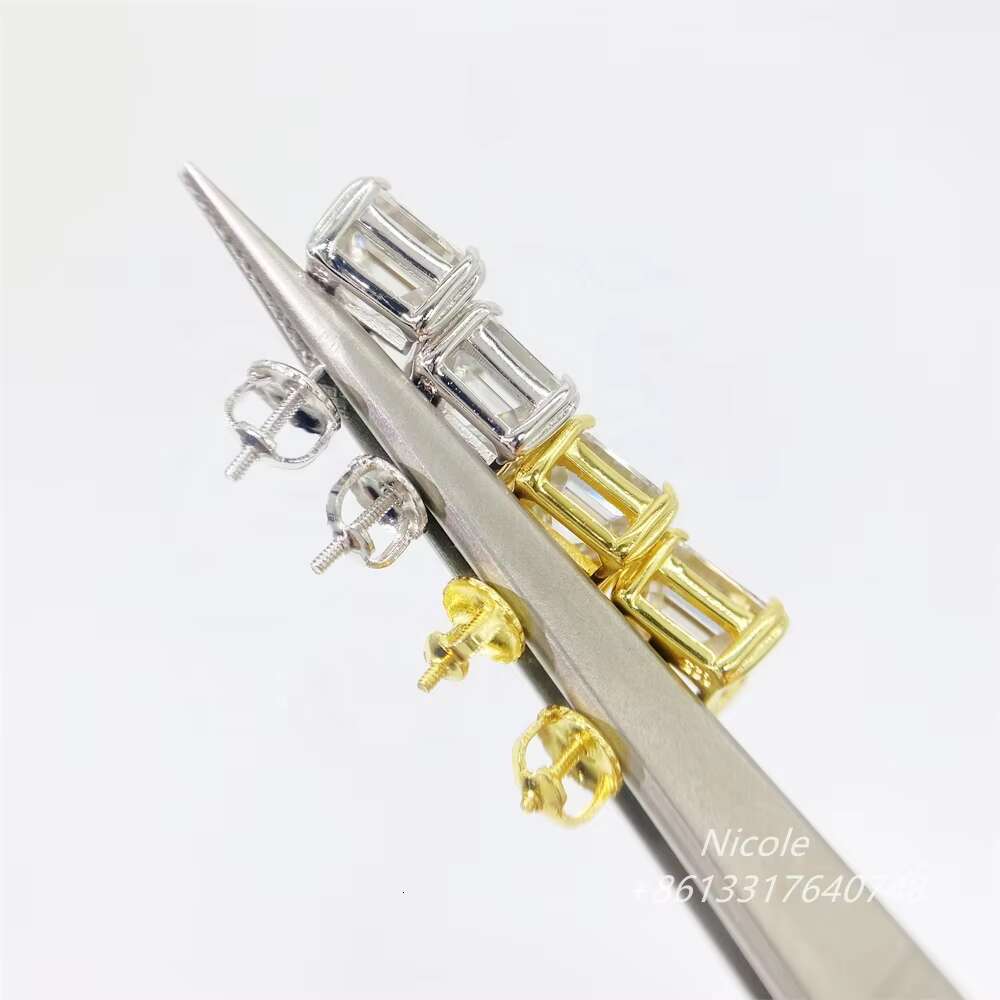 Hot Selling Product in Stock Drop Shipping 1ct 2ct 925 Silver Moissanite Mens Earrings