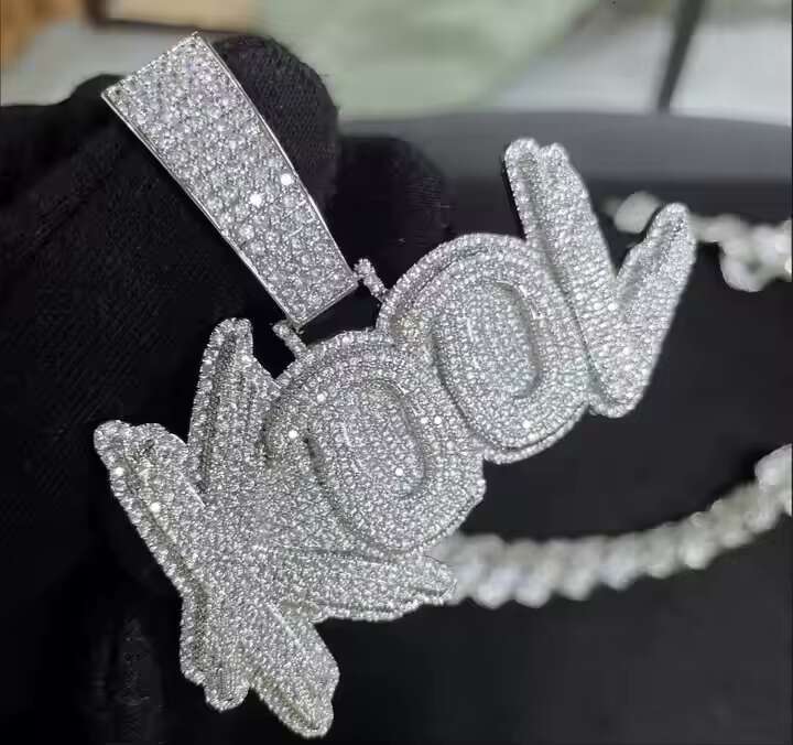 Custom Moissanite Letter Pendant Hip-hop Style Ice out Pass Diamond Tester 925 Silver 10K/14K/18K Gold for Necklace
