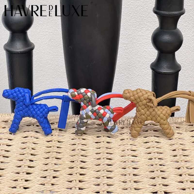 Woven leather dog charm for womens bag keychain pendant animal ornament decoration bag cessories L251105XUL2
