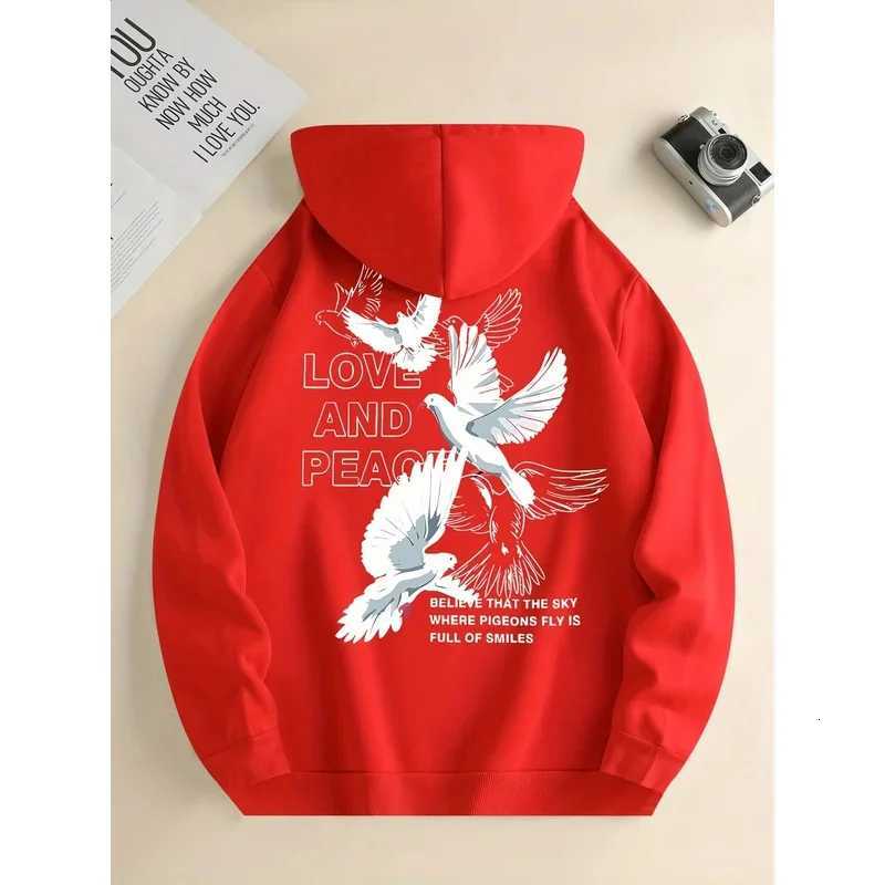 2025 Love and Peace Dove Print Hoodie Unisex Casual Sweatshirt Comfortable High Quality Sportswear W251106
