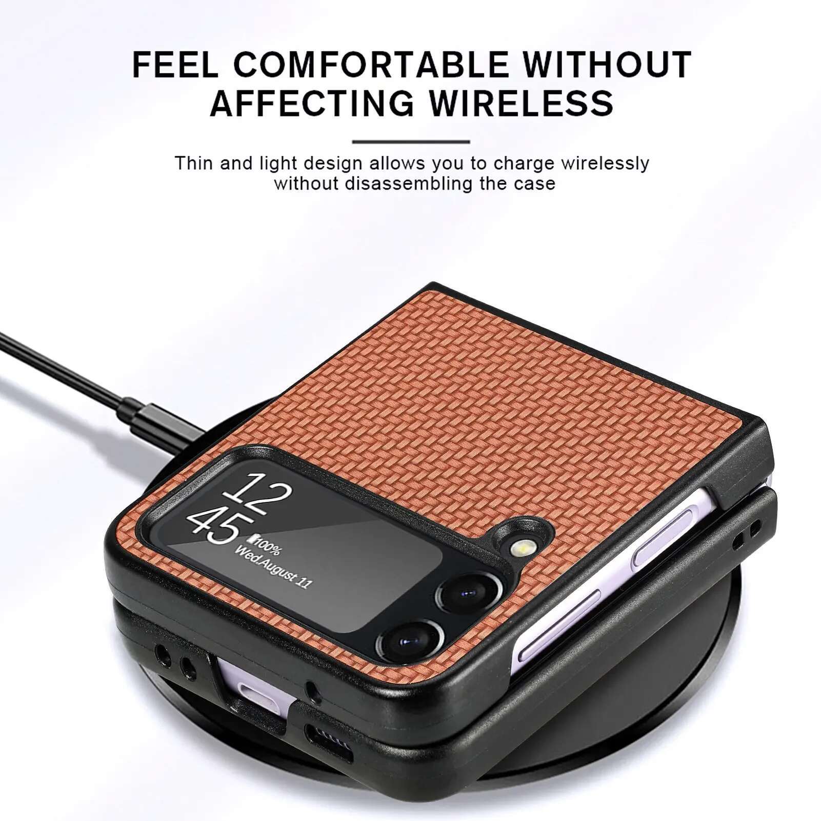 Carbon Fiber Fashion Case for Samsung Galaxy Z 4 5 6 flip6 Flip5 Flip2 5G Flip4 Flip 3 2 Flip3 Protective Slim Cover