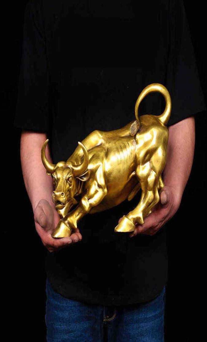 100 Brass Bull Wall Street Cattle Sculpture Copper Cow Statue Mascot Exquisite Crafts Ornament Office Decoration Business Gift H14971090