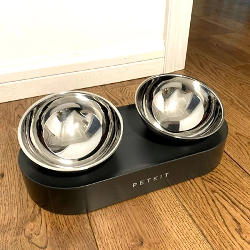 stainless steel anti slip pet bowl dual feeder 15 degree adjustable water cup cat and dog bowl beverage bowl accessories 250403