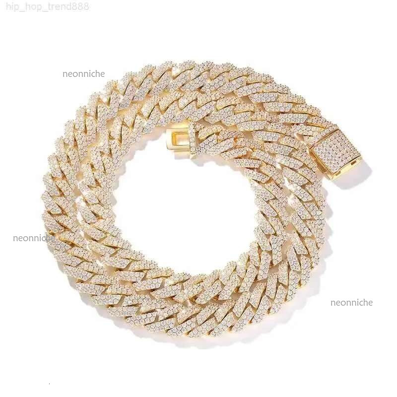 20MM Chains Best Seller Mossanshi Cuban Necklace Gold Sier Shiny Dia Hip Hop men's style accessory necklace Hot Sale
