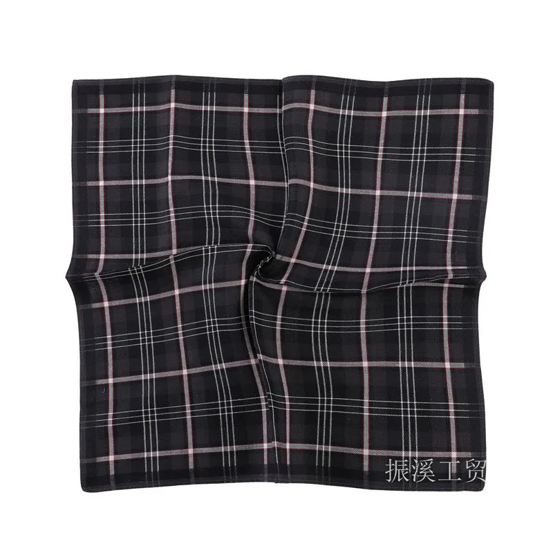 3Pcs 43x43cm 100% Cotton Black Gray British Style Striped Checkered Men Pocket Wedding Party Business Handkerchiefs 250403