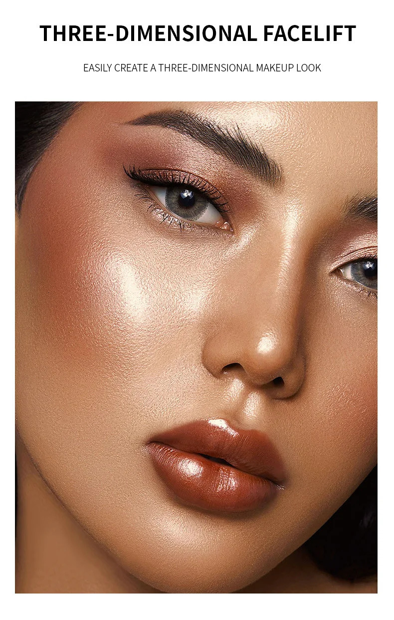 DIMSHOW Sponge Head Liquid powder blusher Highlighter Matte Natural Long lasting Moisturizing Patch Cream Pearl Stick 250325