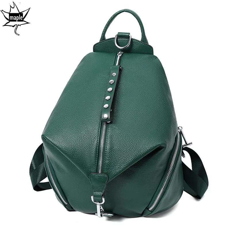 Anti-Theft Women's Genuine Cow Leather Backpacks 2025 Green Pink Ladies Fashion Travel School Bags Female Daily Holiday Knapsack