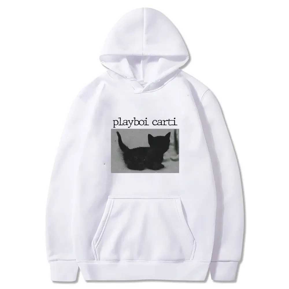 Playboi carti - Mens oversized hoodie with beautiful cat prints casual streetwear high-quality Harajuku hoodie W251106