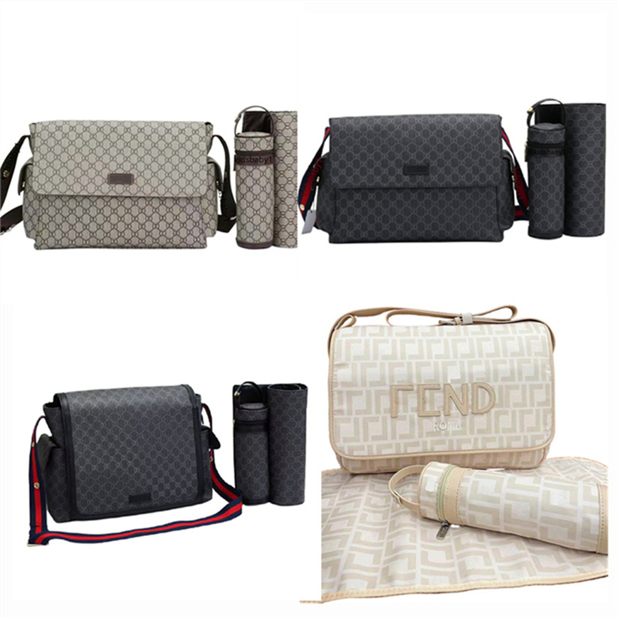 Designer diaper bag baby strollers baby mother bags diaper pads water bottles coolers three-piece letter zipper travel bags A28