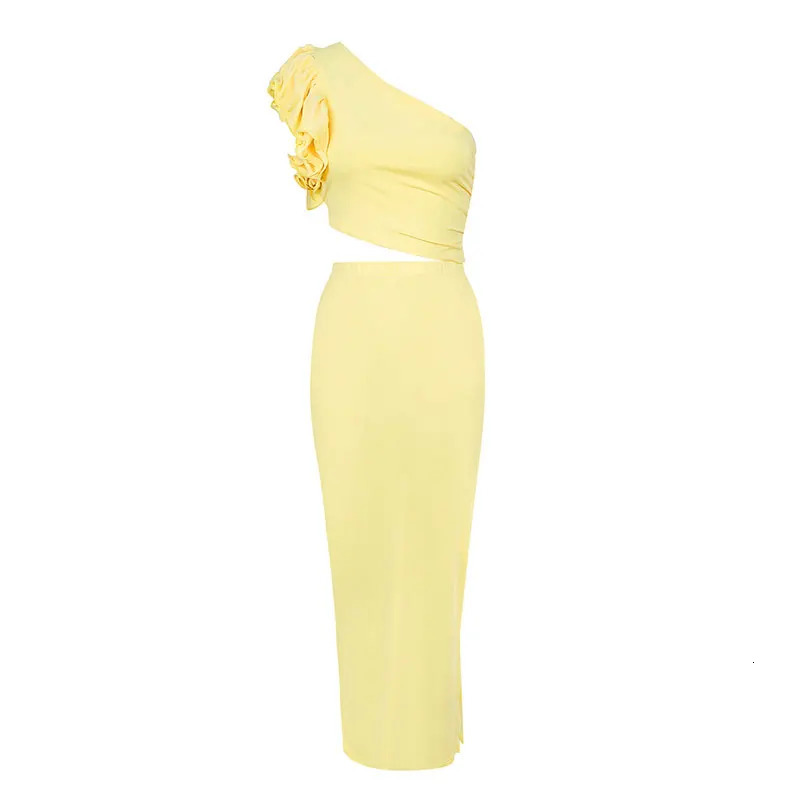 Summer Womens Tank Maxi Skirt Two Piece Beach Party Casual Slimming Solid Sexy Elegant Knitted Clothing 250403