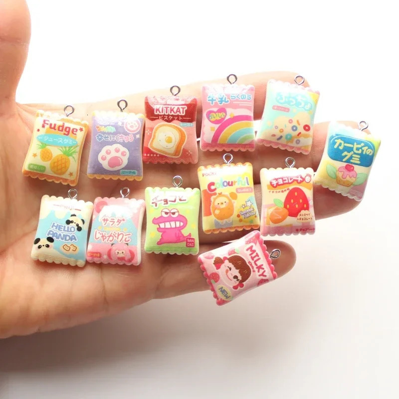 10 pieces of mini candy charm simulation resin food pendant DIY jewelry making earrings necklace mobile phone craftsmanship wholesale 250325