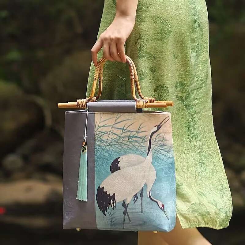 Retro Bamboo Cheongsam Handbags New Chinese Ancient Hanfu Style Women's Bag Top-Handle Bags