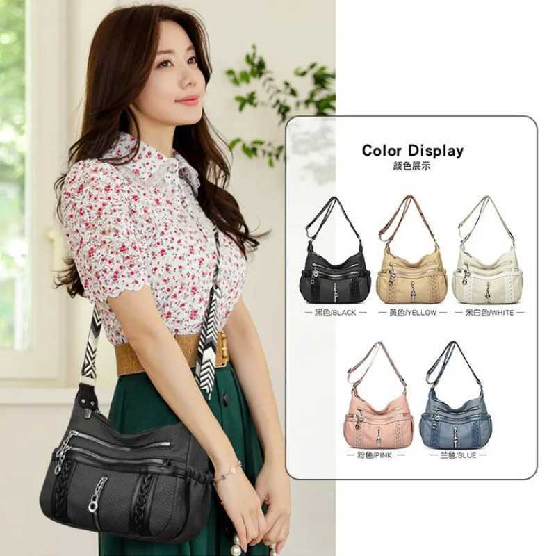 Luxury High-End Leather Messenger Bag Elegant Classic Designer Paris Fashion Large Capacity For Women Solid Color CommuterW251106