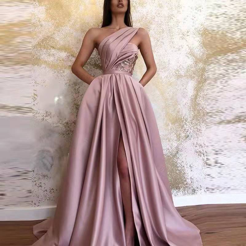 2025 Spring New Sexy Split Shoulder Dress Long Skirt Evening Dress for Women