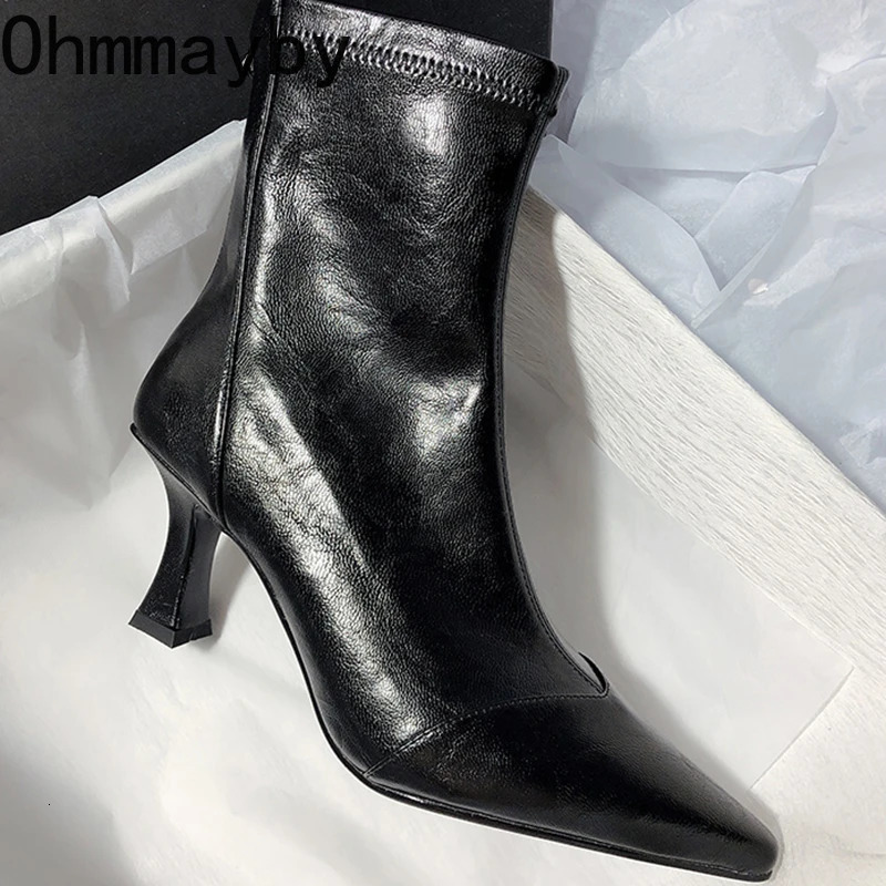 Autumn Vintage Pointed Toe Women Ankle Boots Fashion Soft Leather Ladies Elegant High Heel Short Botas Zapatos De Mujer 251105