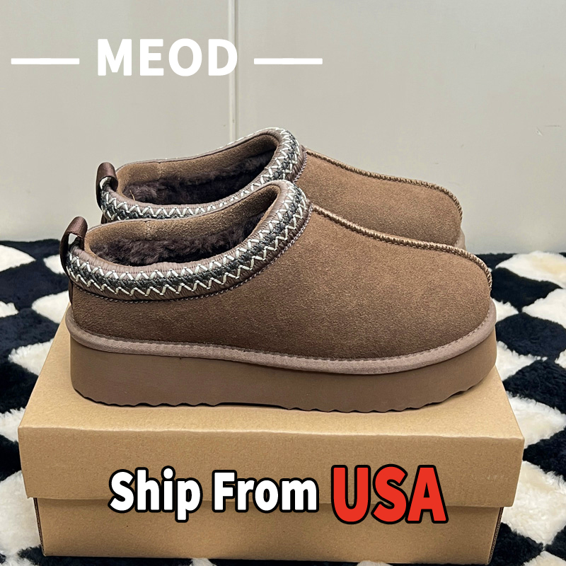 MEOD Slippers Designer Shoes Platform Slides Snow Boots Designer Womens Tazz Scuffs Ultra Mini Chestnut Wool Slides Fluffy Real Leather Women Slider W