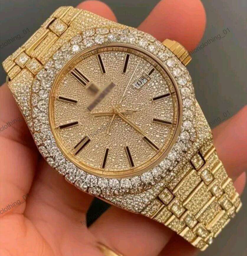 mossanite watch VVS Top iced out watch Automatic Mechanical Designer Men Moissanite Pass Dia Watches moissanite watch pass dia test with box moissanite watch