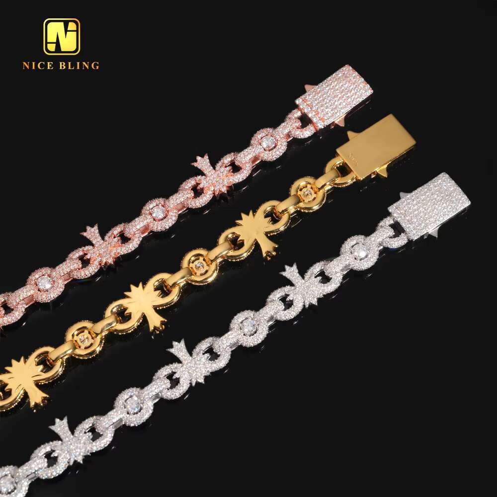 VVS Moissanite Custom 10mm Iced Out New Design Hip Hop Style Jewelry Infinity Cross Cuban Link Chain 925 Silver Diamond Bracelet