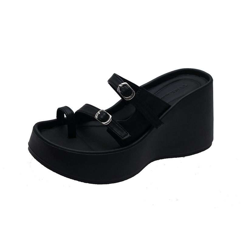 Slippers Designer Slope heel sandals free Shipping Thick soled slippers Ultra high heels sandals Women wearing beach slippers outside new