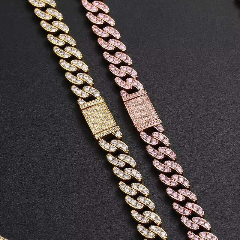Wholesale High Quality Fashion Jewelry Hip Hop Iced Out Moissanite/Moissanite Cuban Link Chain Necklace for Men and Women