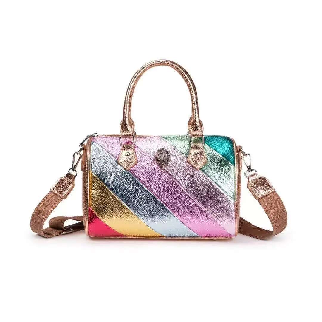 Rainbow Striped Pillow 2025 New Niche Design Women's PU Leather One-Shoulder Crossbody Bag Commuter Vintage Handbag