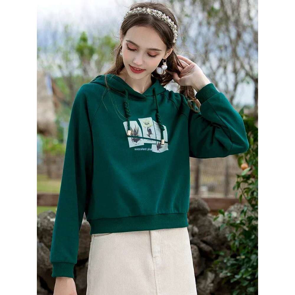 Christmas Pullover Women Loose Casual Printed Long Sleeves Cotton Hoodies Female Clothing