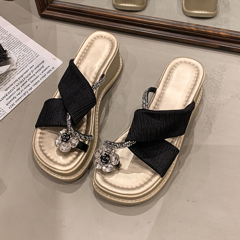 Designer Slope heel sandals free Shipping Toed slippers Thick soled sandal Height increasing sandals new