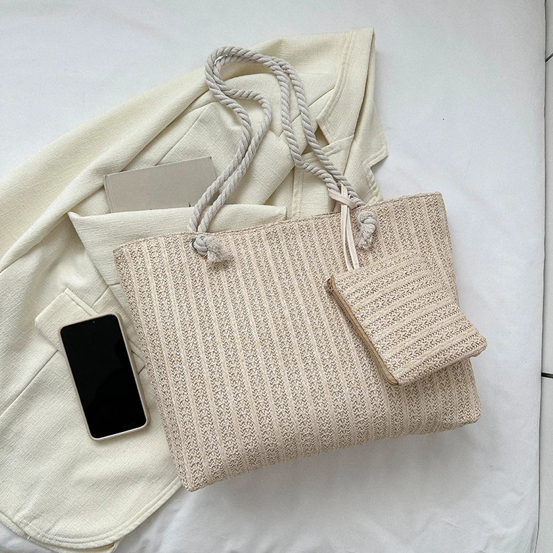 Fashion Large Capacity Straw Tote Bag Women Handbags Hande Woven Summer Beach Casual Bali Big Purse 251106