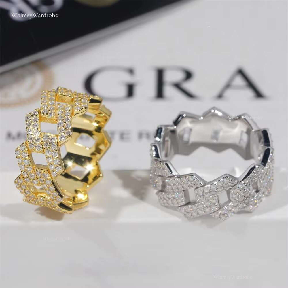 Wholesale RTS Fine Jewelry High Quality VVS Moissanite Sier Ring for Women and Men Passes Dia Test