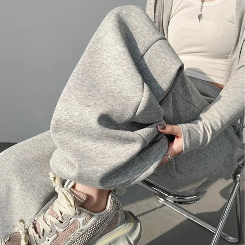 Women Classic Fashion Straight Leg Daily Pants Female Korean High Waist Slim Fit Trousers Lady Baggy Casual Sweatpants Z260314