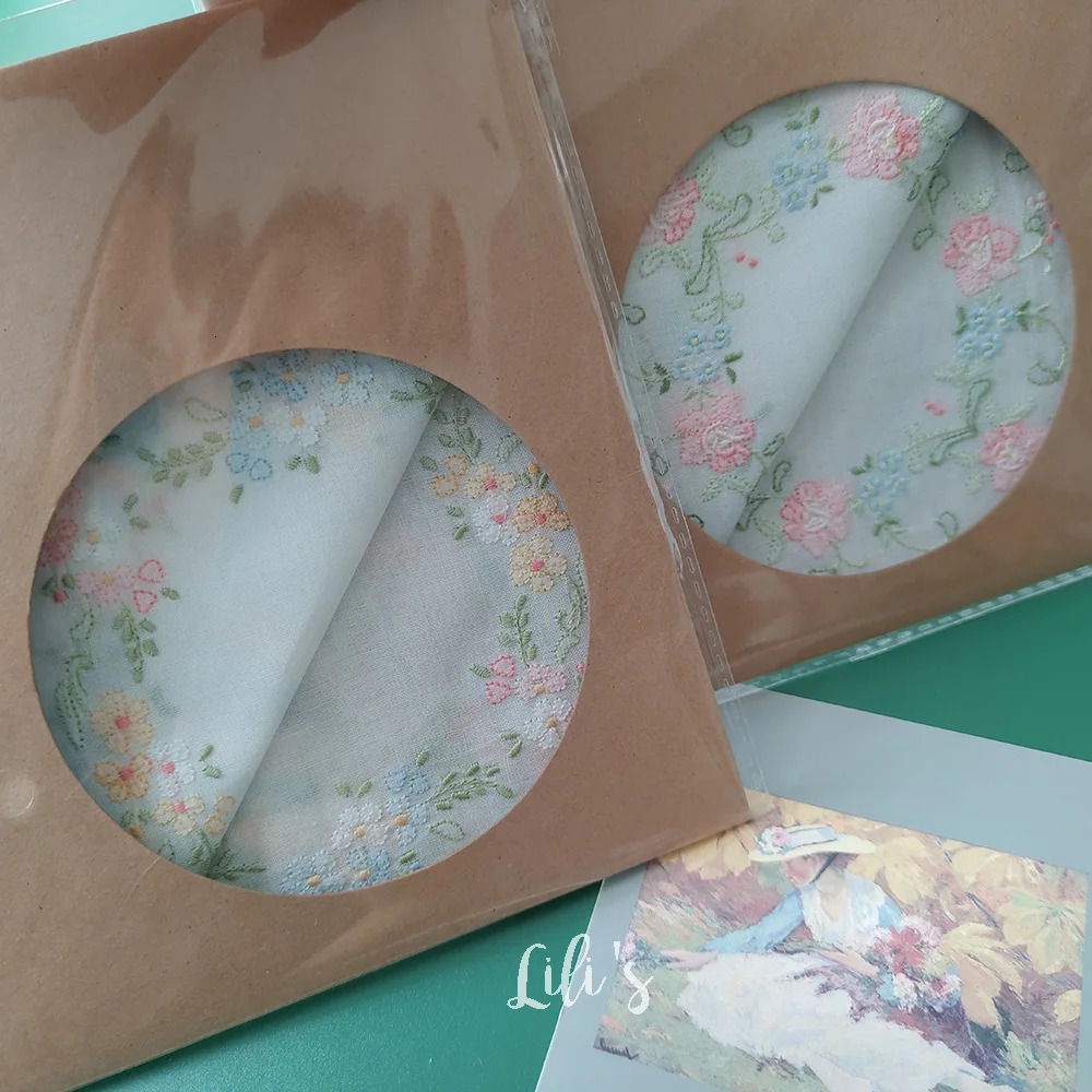 Hand Hmbroidered 100%Cotton Handicraft Napkin Gift Colorful Embroidery Flower Exquisite Handkerchief Handicraft Gift 250403
