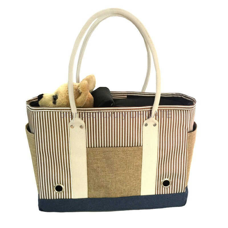 New pet crossbody dog bag striped pet cat travel portable hand-held cat bag