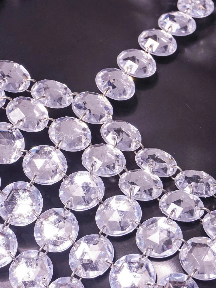 Beyprern silver tank top sparkling diamond Bustier top gorgeous backless metal sequin crop top club vest holiday costume 250403