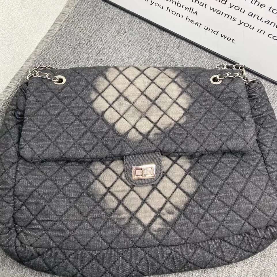 New Denim Wanderlust Women's Large Capacity Travel Crossbody Single Shoulder Bag Watermark Chaining Purse Motorcycle Eq