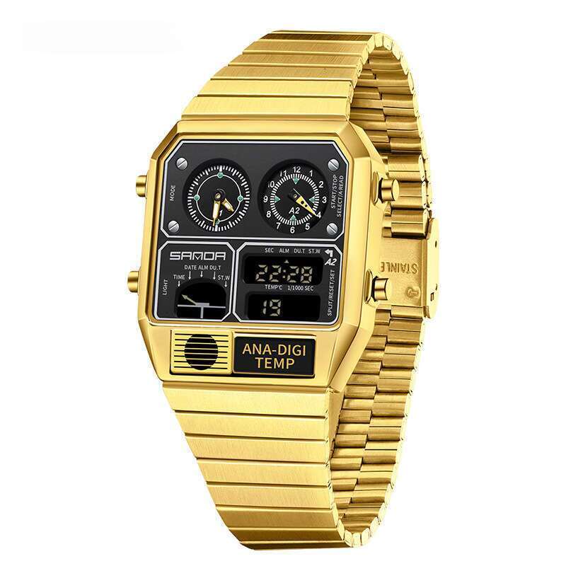 DHwatches Sanda Hot-Selling Square Steel Band Thermometer Stopwatch Chronograph Multi-Function Electronic Watch - view 5