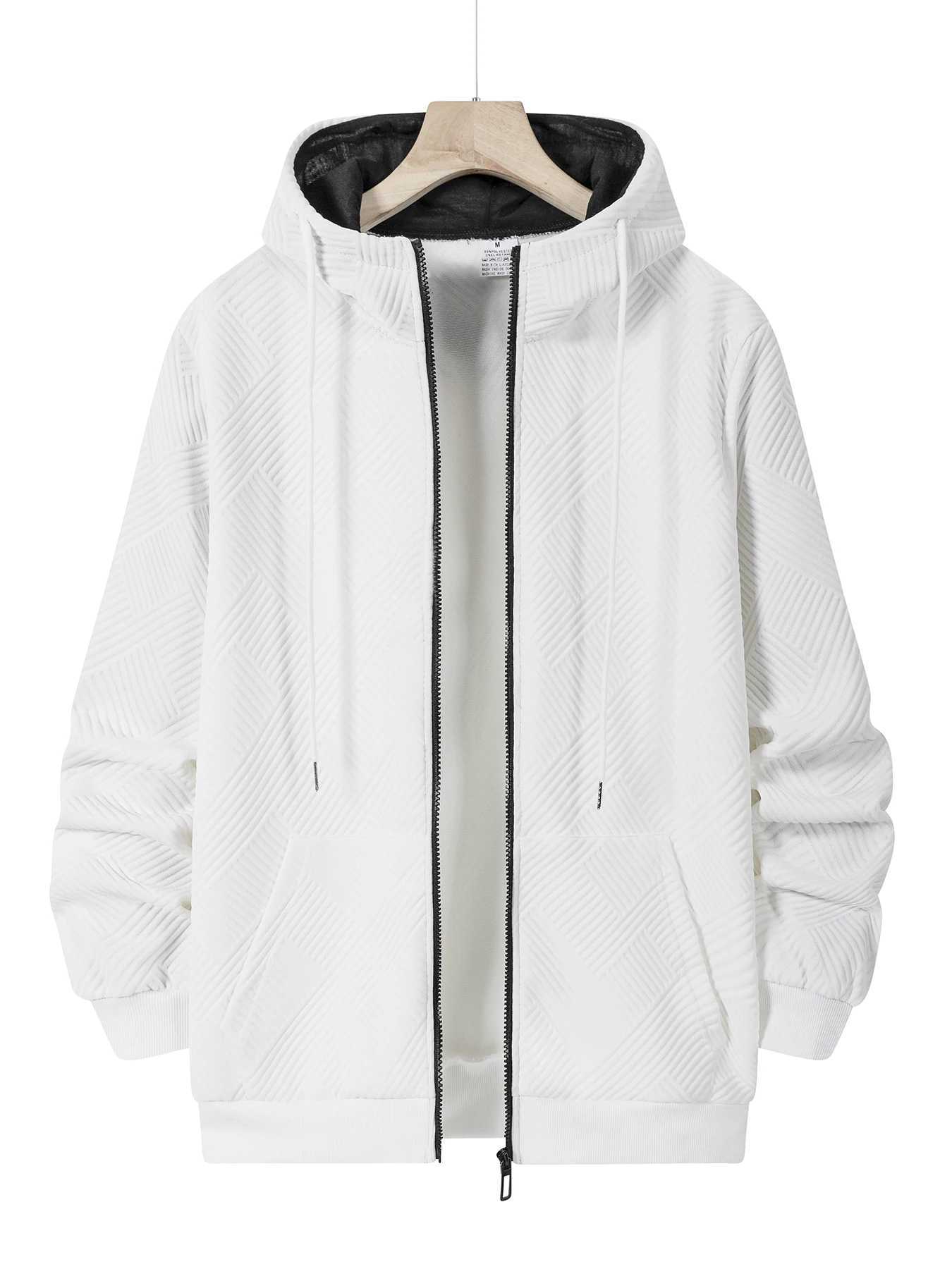 Mens Casual Hoodies Jacket Autumn Zipper Design Daily Long Sleeve Jacket Solid Color Loose Outdoor Coat Hooded Sweatshirt W251106