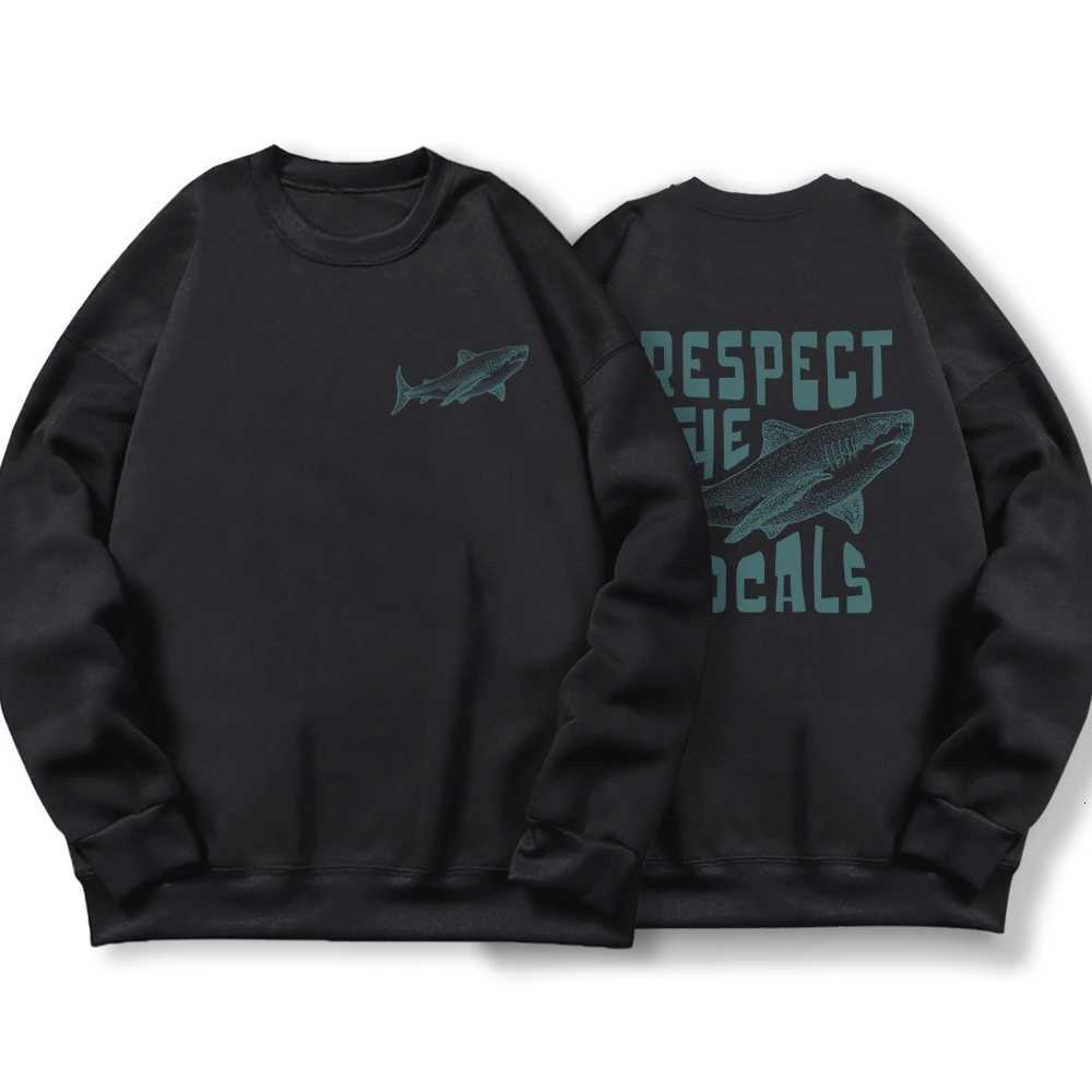 Respect The Locals Shark Male Hoodies Fashion Casual Hoodie Oversize Loose New Sweatshirts Autumn Warm Fleece Clothing Women W251106