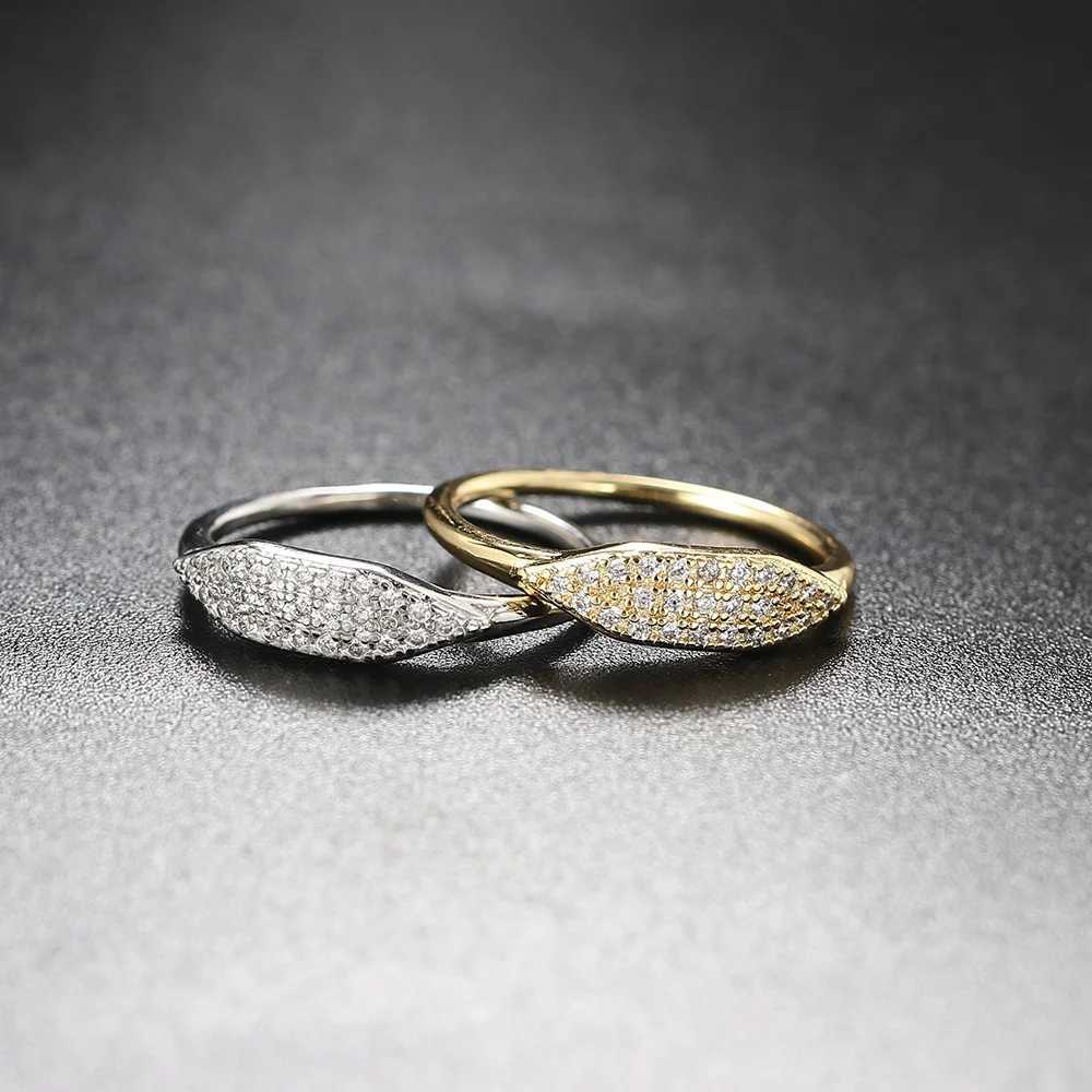 Dainty Minimalist Stacking Ring For Women Trend Cubic Zircon Gold Color Crystal Finger Accessories for Female Jewelry Gift R737 Z250407
