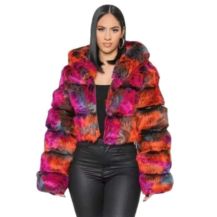 Winter fur coat Autumn Winter New Warm Faux Hooded Style Fur Coat