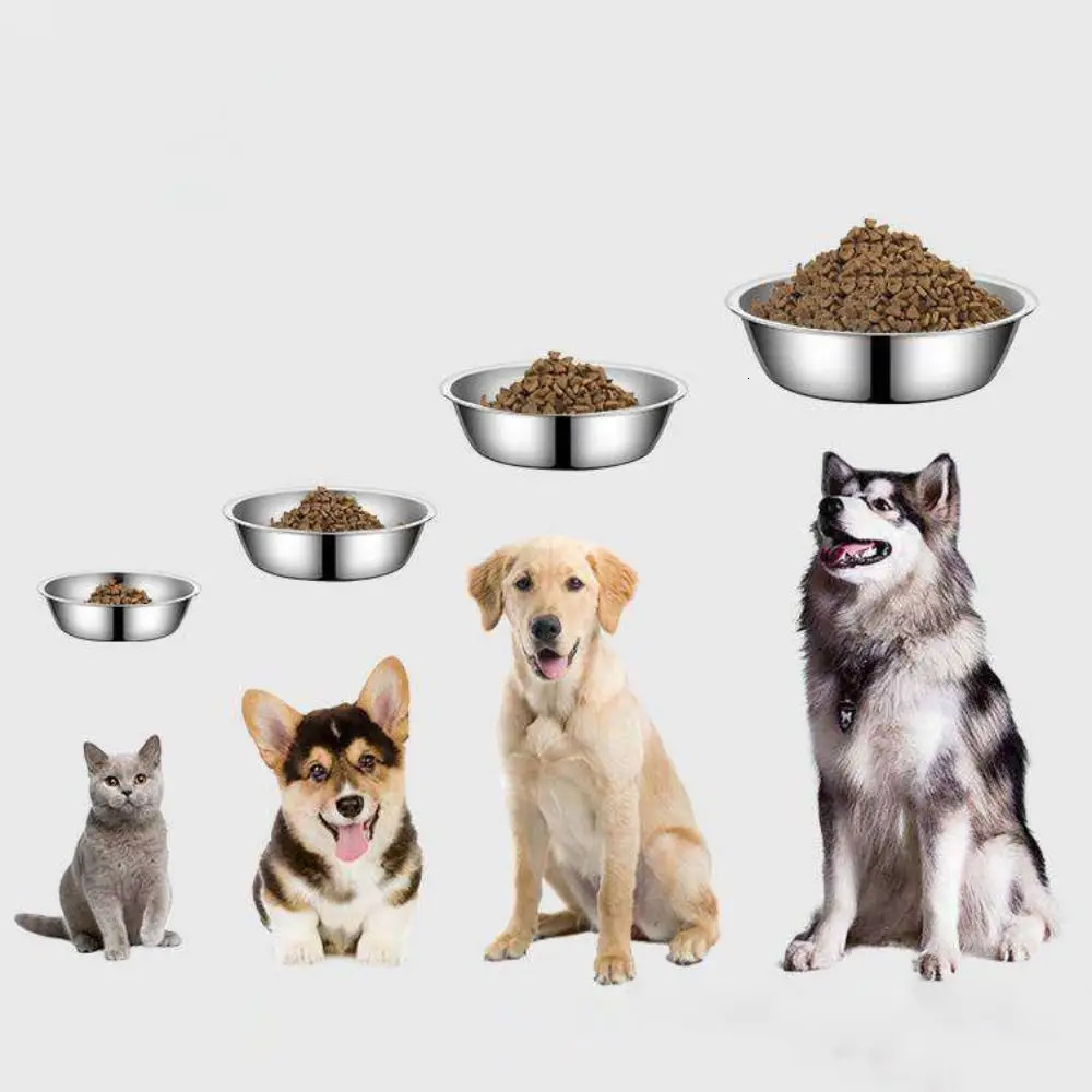 Large capacity dog bowl stainless steel pet feeding bowl cat and dog food and beverage bowl durable and affordable 250403