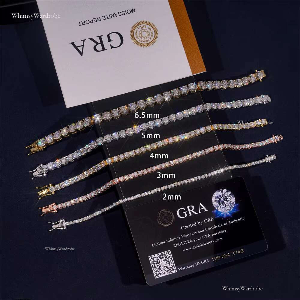 Wholesale Price Hip Hop Iced Out Fine Jewelry Sterg Sier 2mm 3mm 4mm 5mm 6.5mm VVS Moissanite Tennis Chain