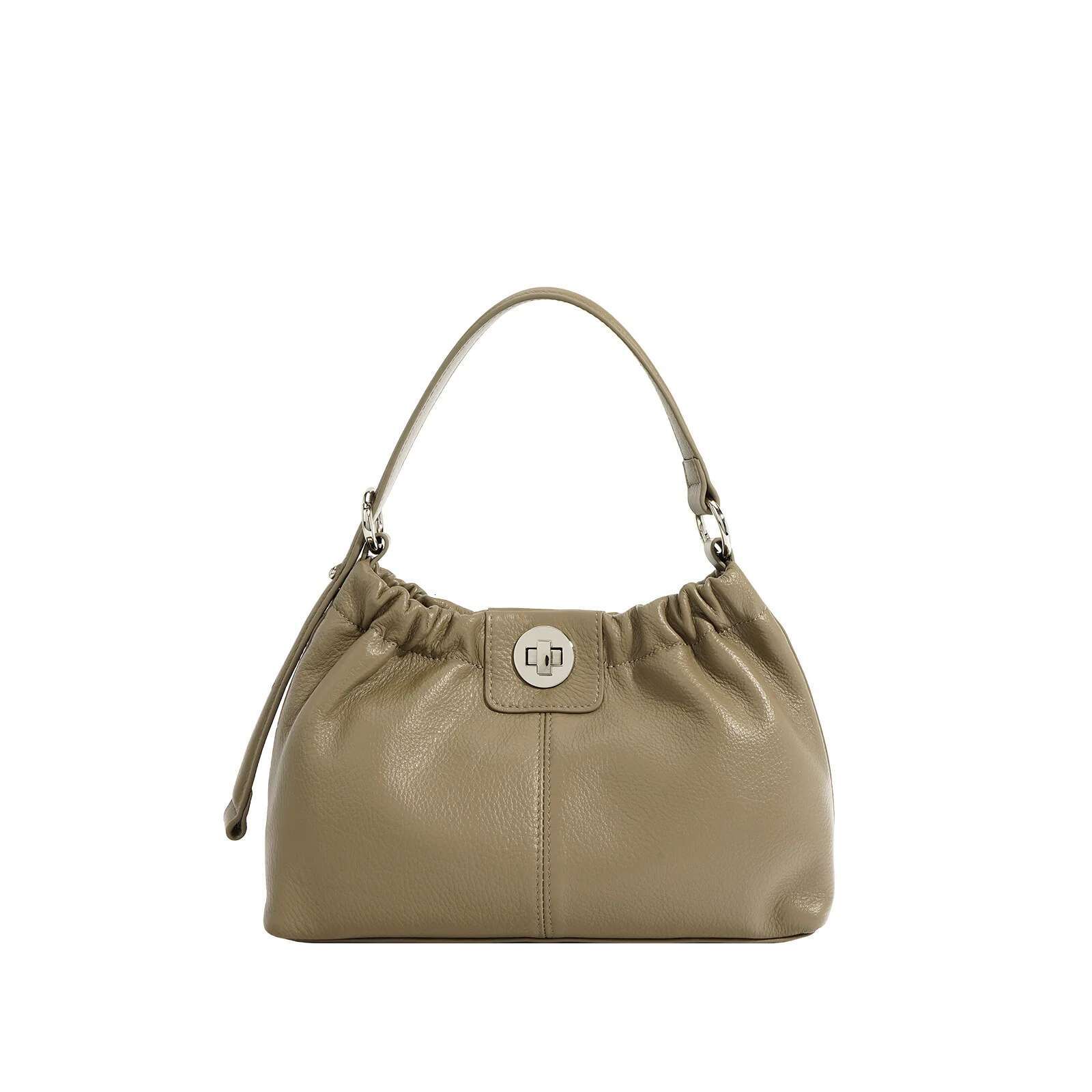 New Soft Leather High-Grade Pleated Underarm Shoulder Bag Niche Design Fashion Lock Ladies Handbag