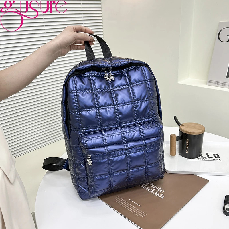 Gusure Winter Space Down Womens Backpack Fashion Bedding Plain weave Womens Backpack Leisure Large Capacity Handbag 250402