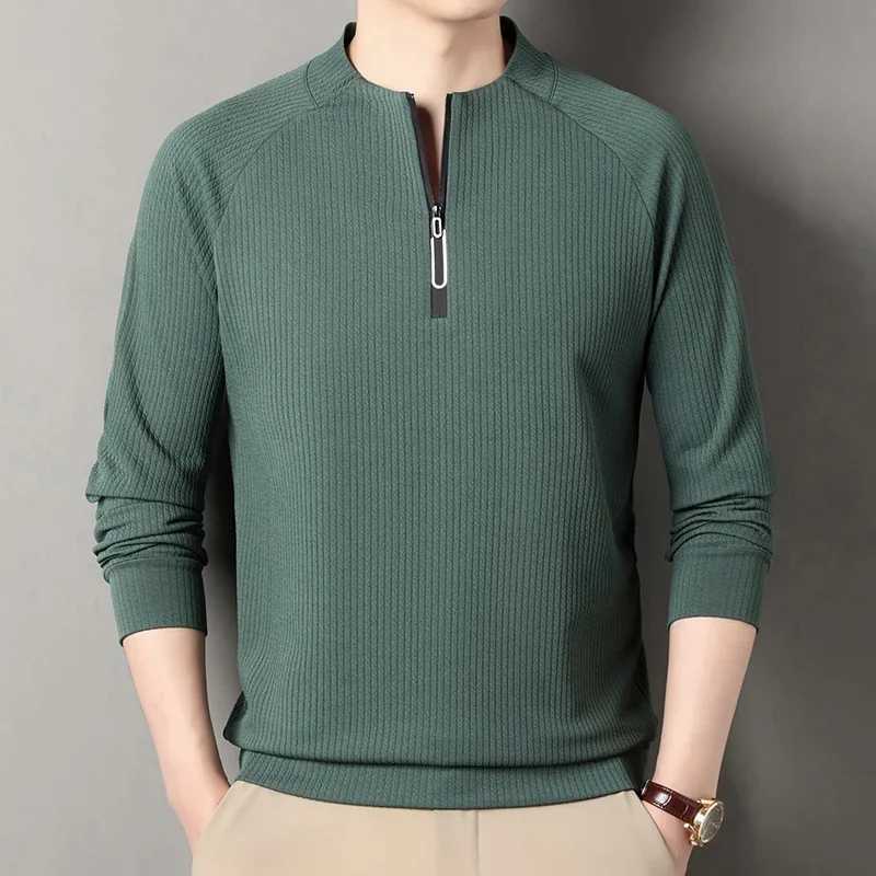 Autumn and Winter Mens Velvet Hoodie Long Sleeve Zipper T-shirt Solid Color Fashion Casual Versatile Top W251106